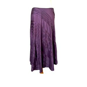 Vintage Y2K pureDKNY Silk Bias Cut Skirt Purple Pleated Panels Size 4